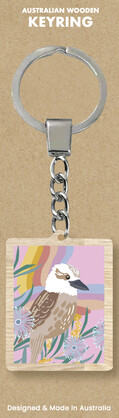 Rainbow Kookaburra Wooden Keyring