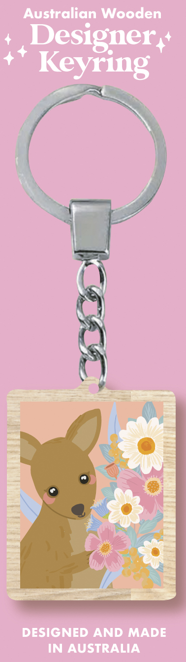 Floral Kanga Wooden Keyring