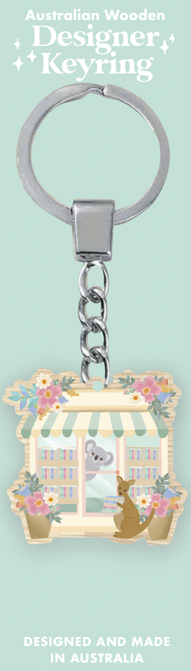 Aussie Bookshop Wooden Keyring
