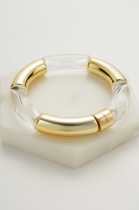 Tube Bangle - Clear/ Gold