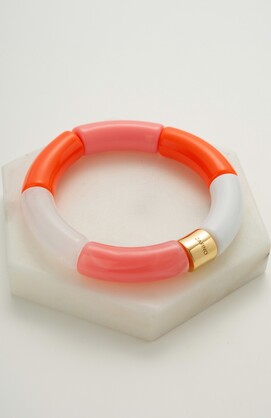 Tube Bangle - Coral/ Gold