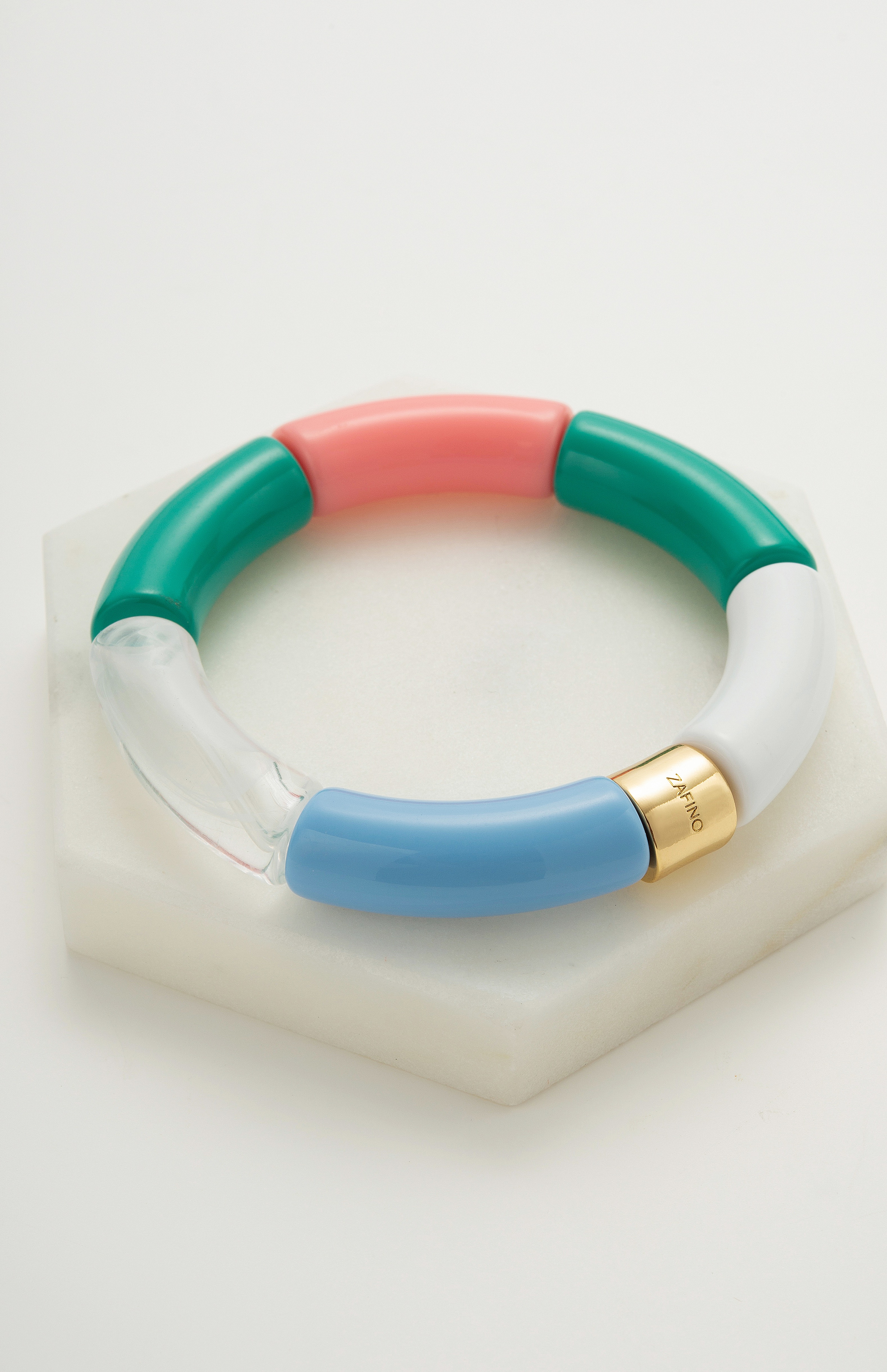 Tube Bangle - Teal/ Gold
