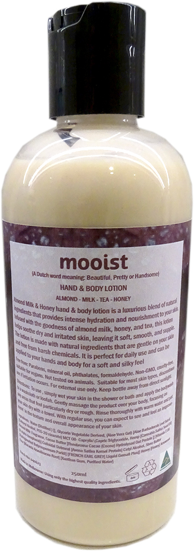 MOOIST PURPLE LABEL - 5 - ALMOND-MILK-TEA-HONEY - BODY LOTION 250ml