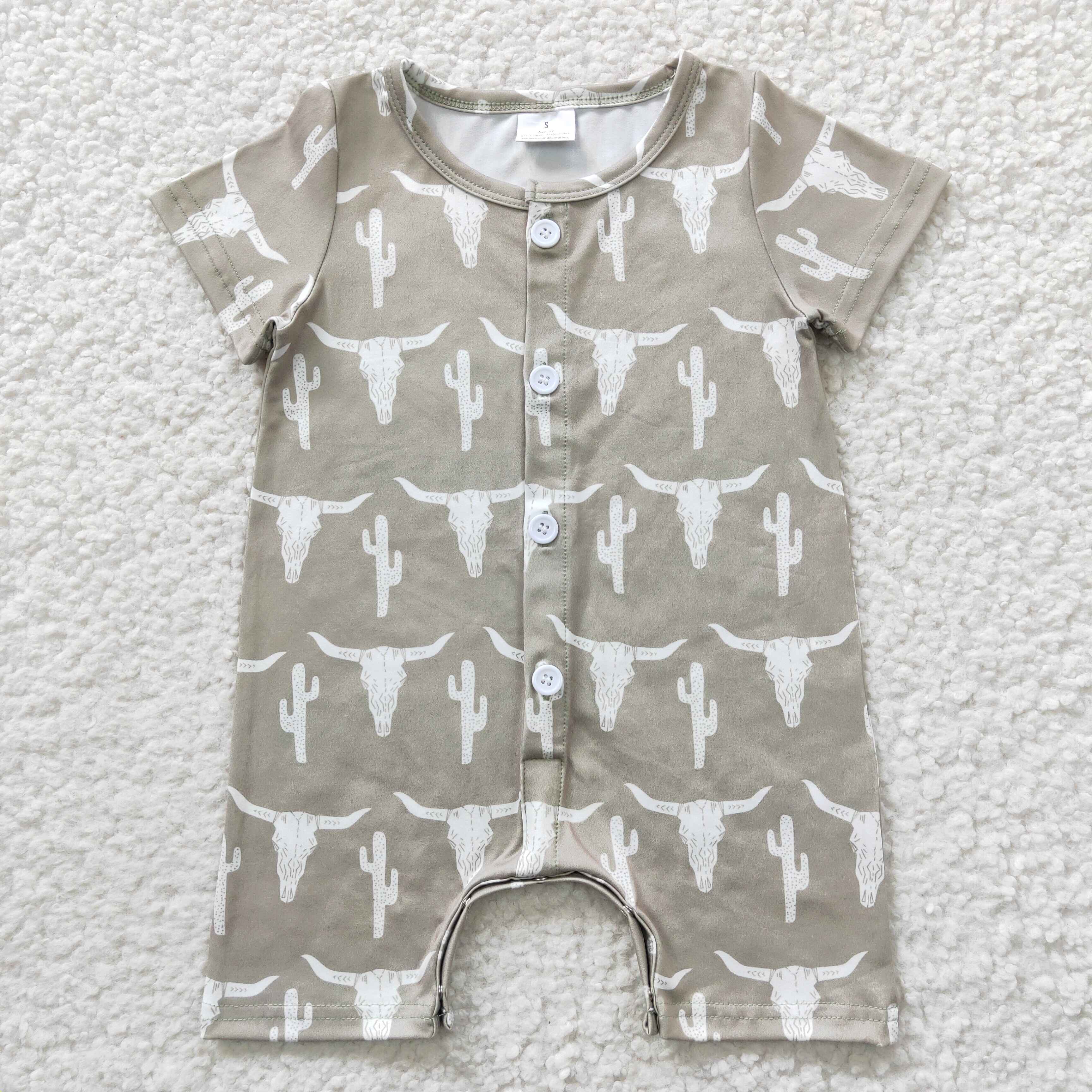 Wholesale Bullhead Cactus Western Print Gray White baby long sleeve ...