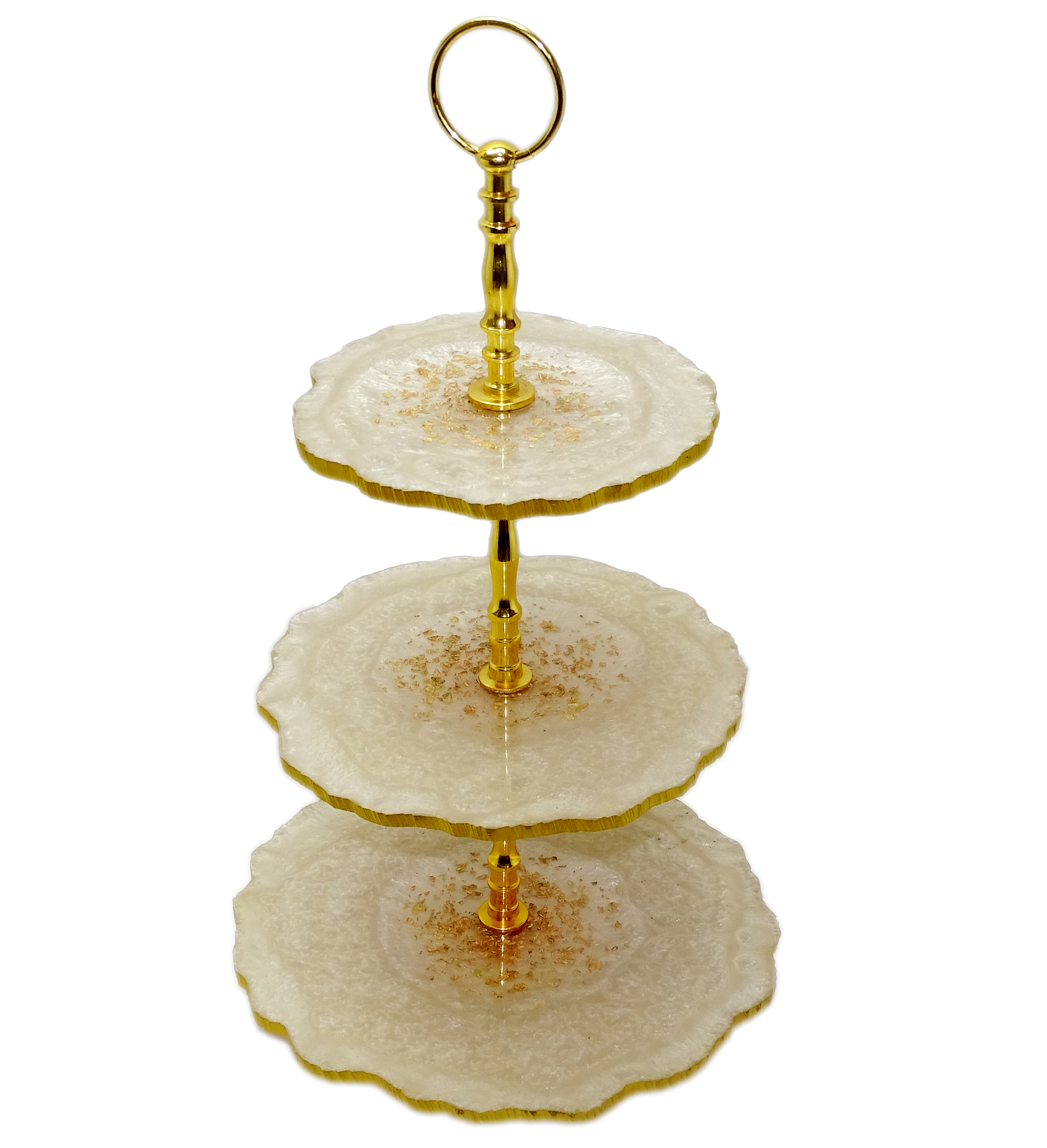 Triple Cake Stand With 24k Gold Leaf