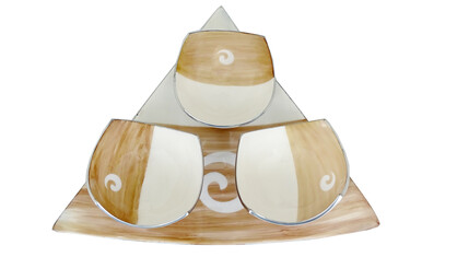 Meena Triangular Dish with 3 Bowls 14" (Aluminium)