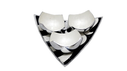 Meena Triangular Dish with 3 Bowls 14" (Aluminium)