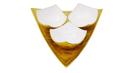Meena Triangular Dish with 3 Bowls 14" (Aluminium)