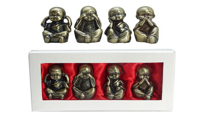 4 Piece Buddha Monk Set In A Box