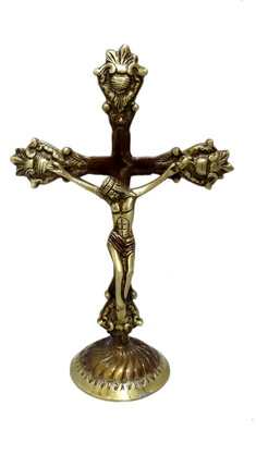 Brass Jesus Cross 11"