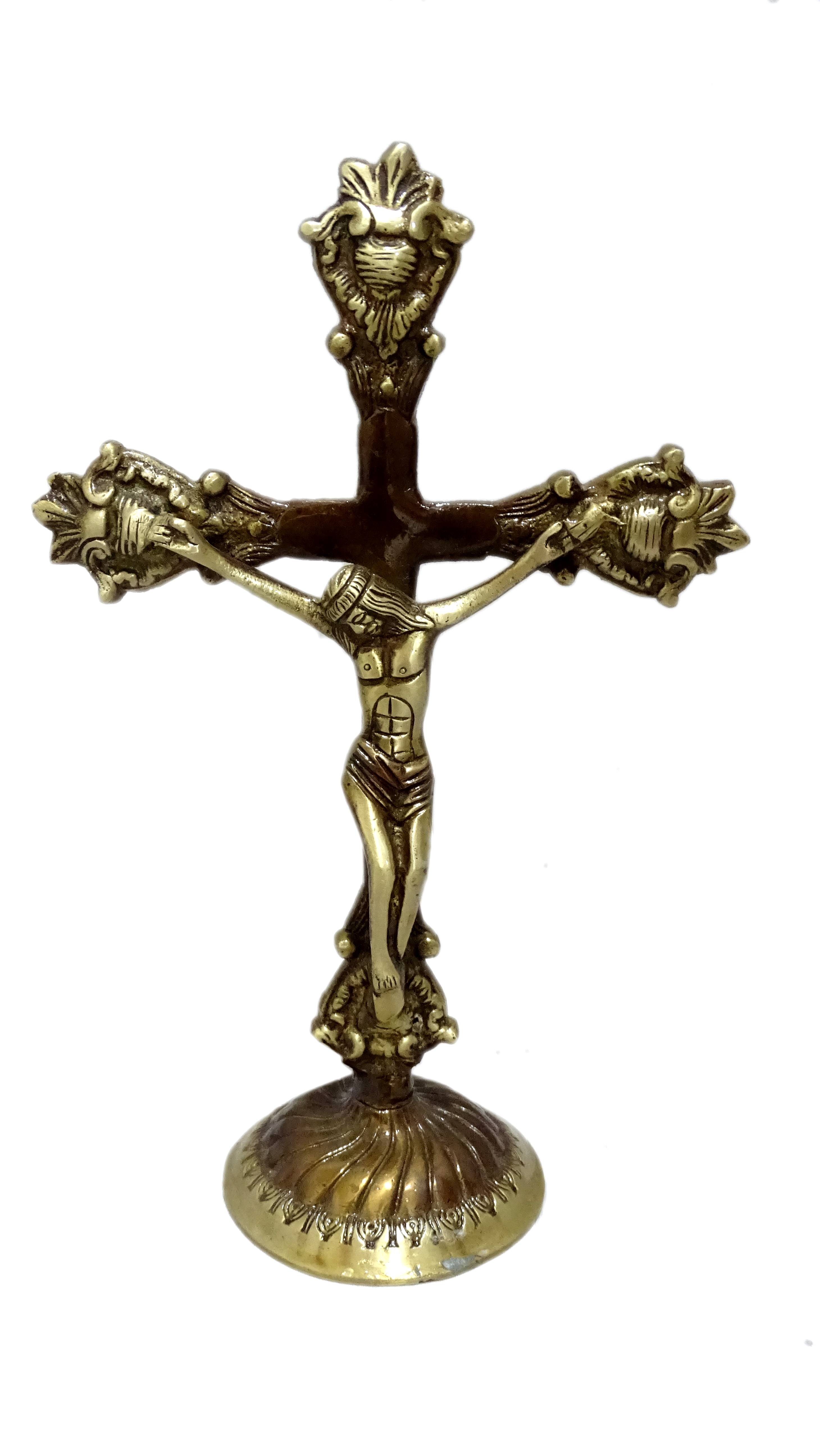 Brass Jesus Cross 11"