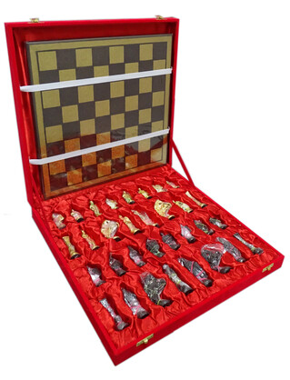 Roman Art Series 3.25” solid Brass Chess Set In Velvet Box