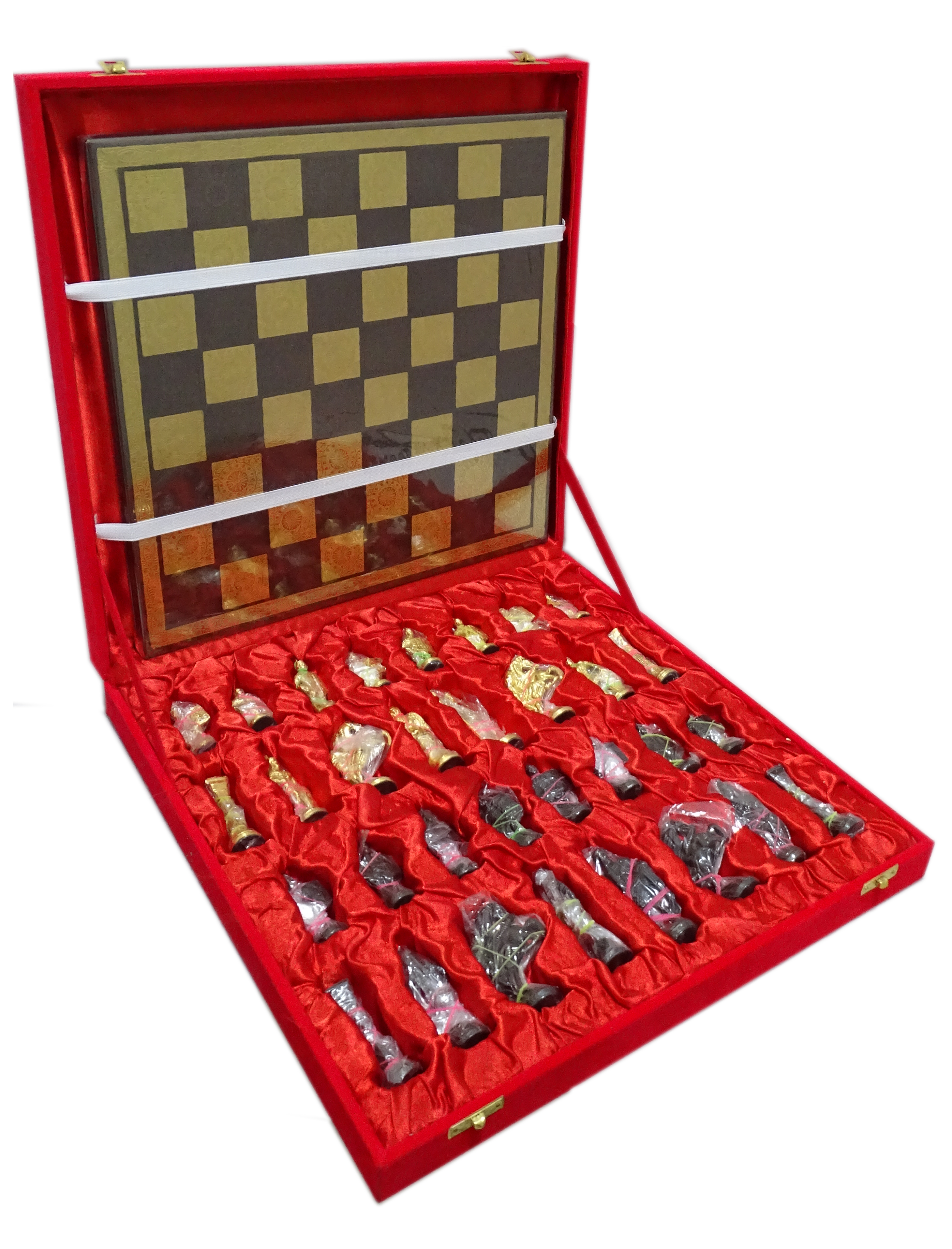 Roman Art Series 3.25” solid Brass Chess Set In Velvet Box