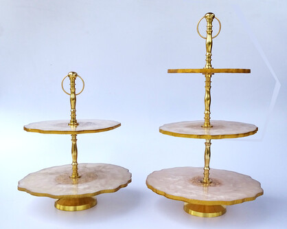Triple Cake Stand With 24k Gold Leaf