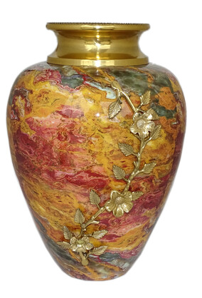 Aluminium And Brass Flower & Leaf Vase
