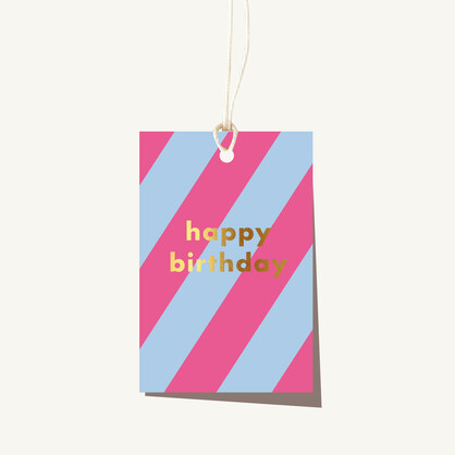 Stripe Neon Birthday Gift Tag