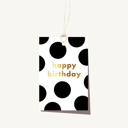 Spots Black Birthday Gift Tag