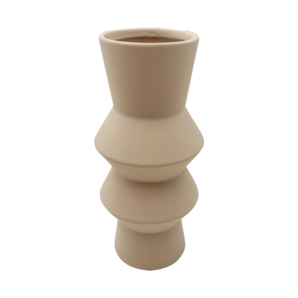 ZIG-ZAG CERAMIC VASE LIGHT BEIGE LARGE