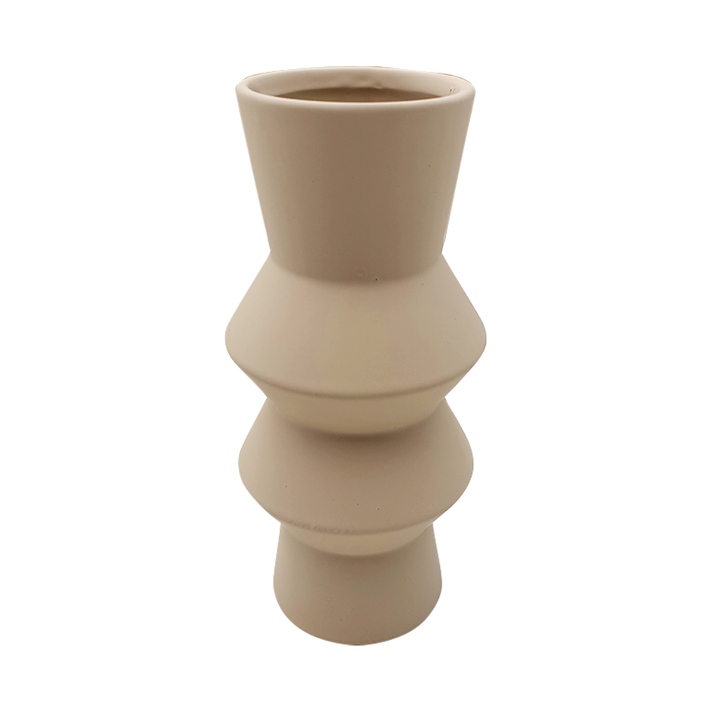 ZIG-ZAG CERAMIC VASE LIGHT BEIGE LARGE