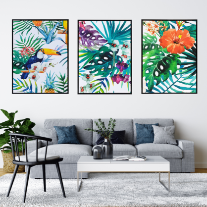 TOUCAN TROPICAL PRINT BLACK FRAME
