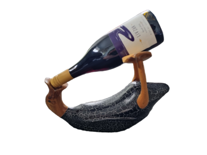 WOODEN DRINKING DUCK CRACKLED BLACK