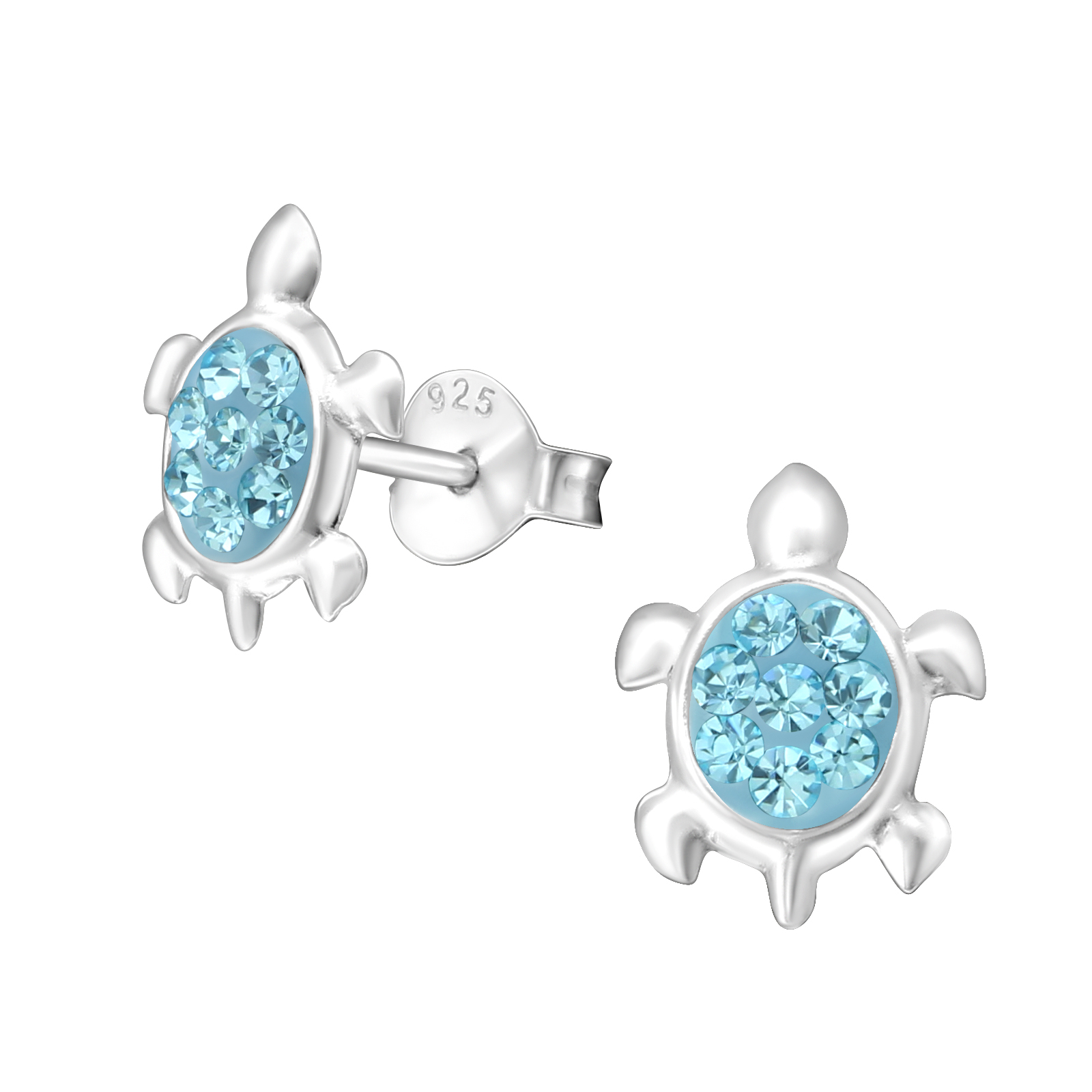 Silver Turtle Stud Earrings - Aqua Bohemica