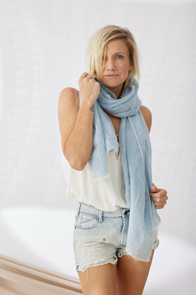 Marseille Linen Scarf - Light Blue