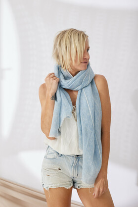 Marseille Linen Scarf - Light Blue