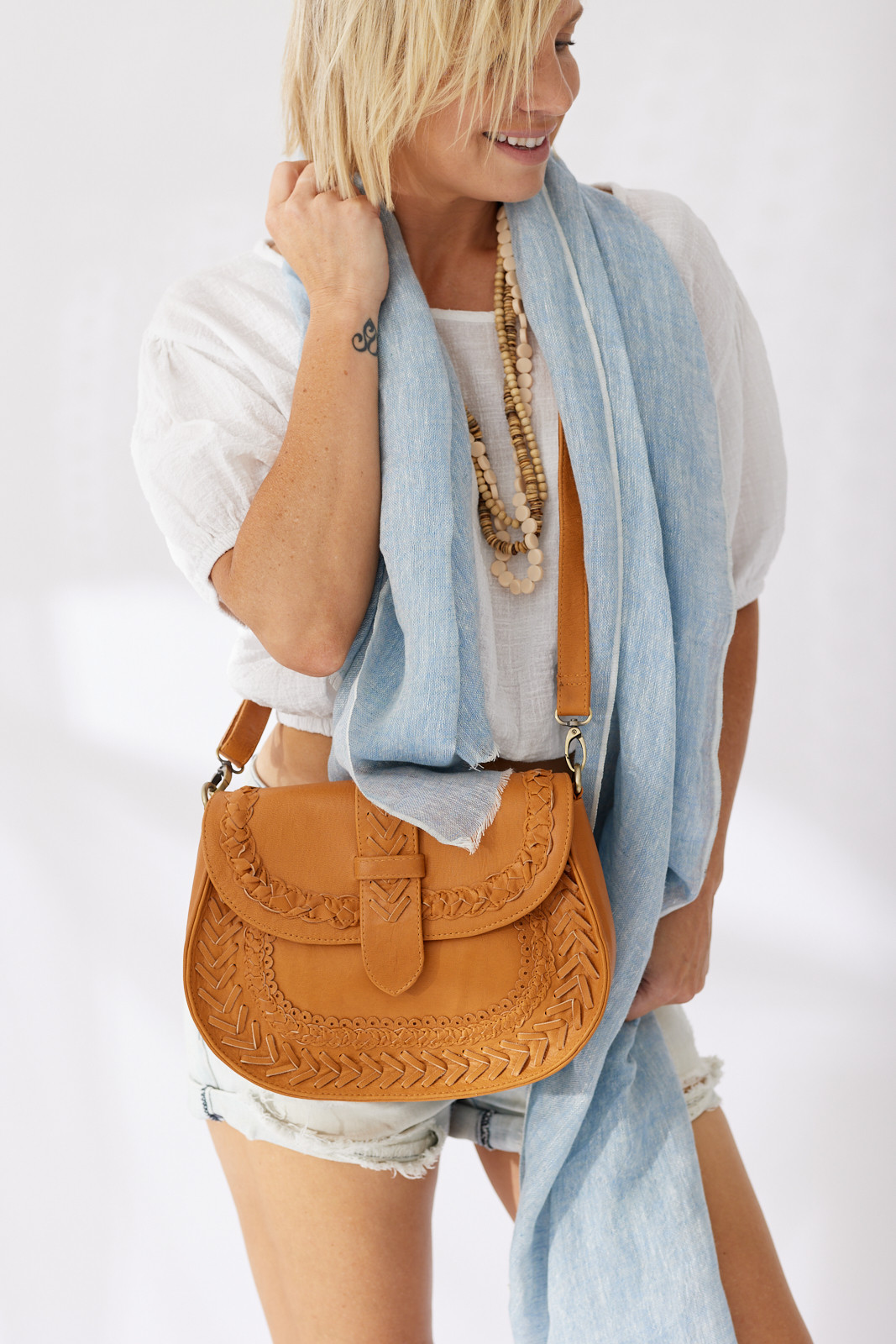 Marseille Linen Scarf - Light Blue