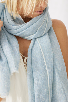 Marseille Linen Scarf - Light Blue