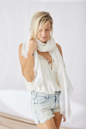 Marseille Linen Scarf - White