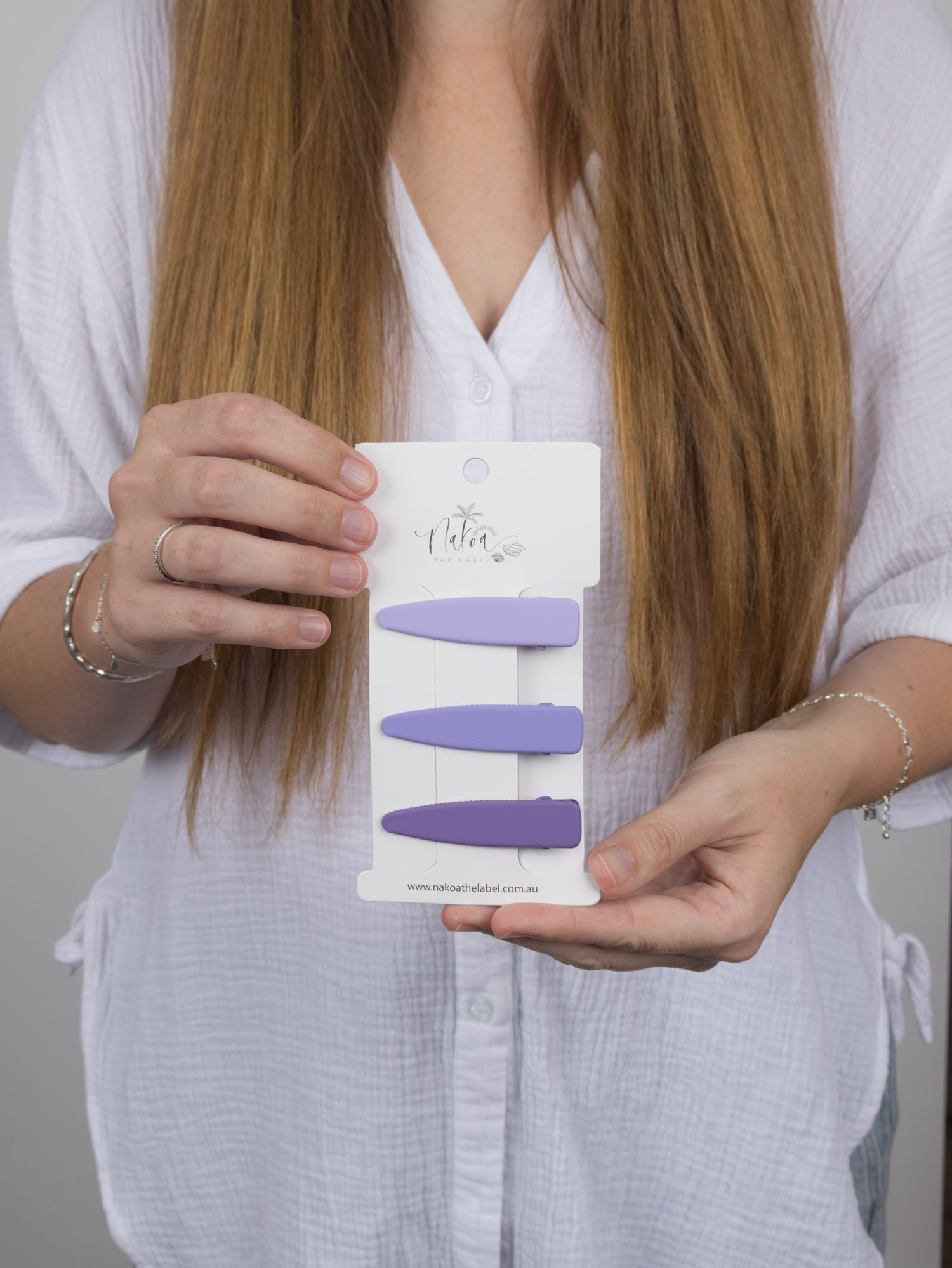 Hair Clip - Set of 3 - Solid - Ombr -- Purple