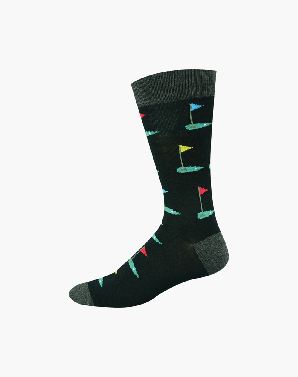 BB MENS LARGE GOLF GREEN BAMBOO SOCKS - BLACK / K11-14