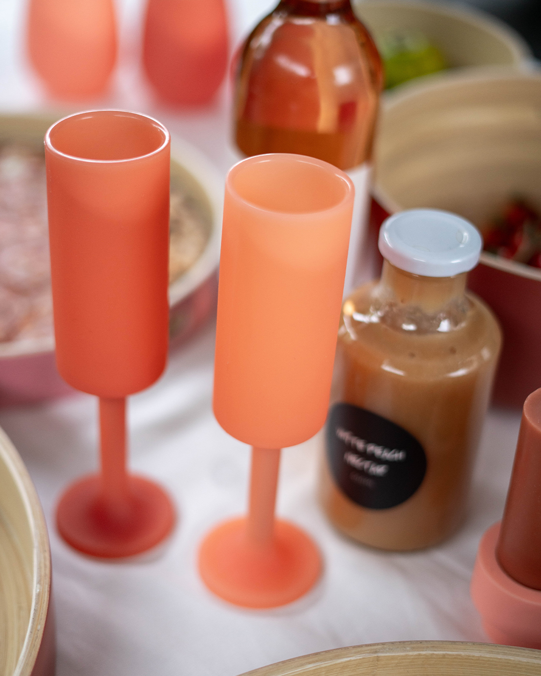 Wholesale Terra + Peach Seff Silicone Unbreakable Champagne Flutes Ha