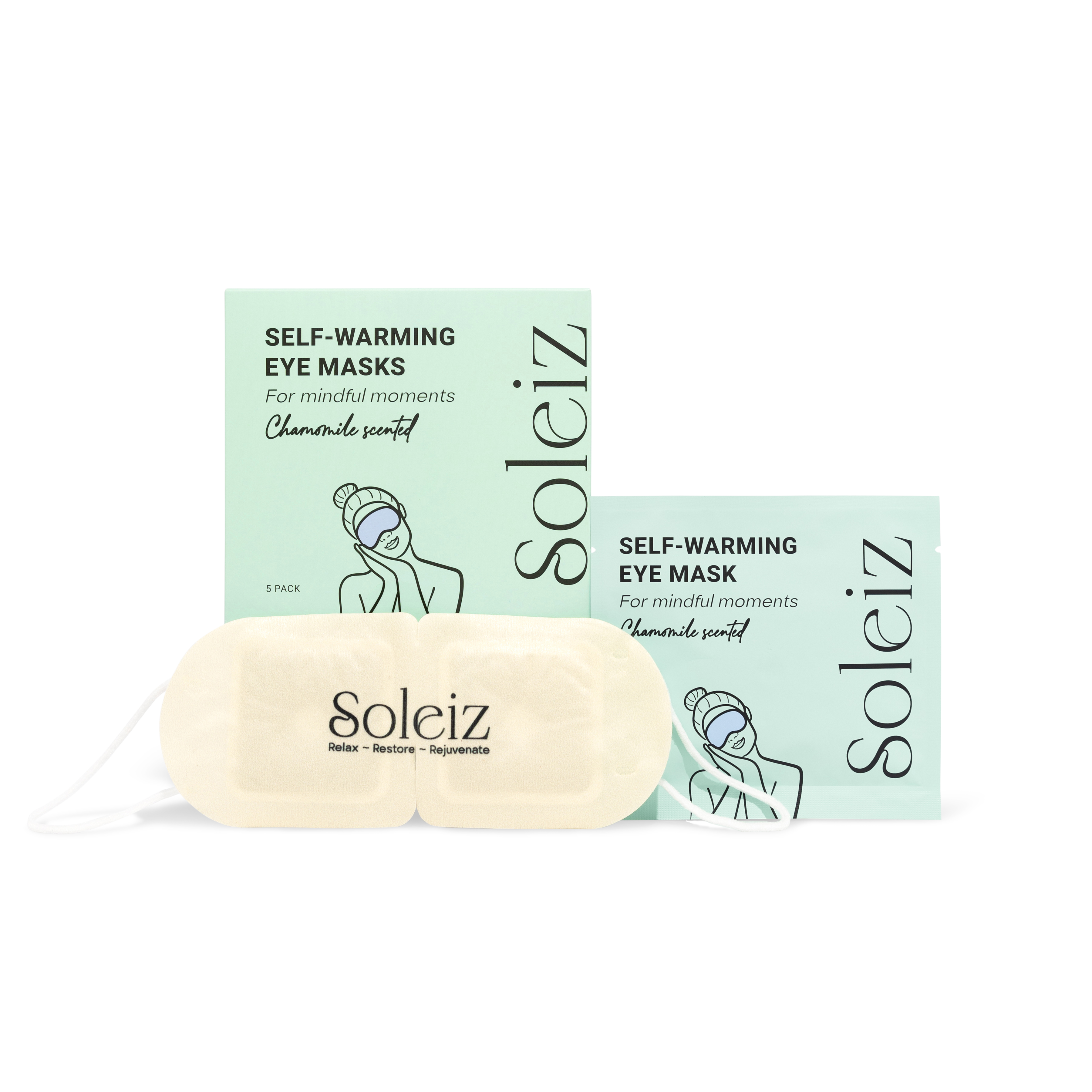 Soleiz - Chamomile Scented Self-Warming Eye Mask (5 Pack)