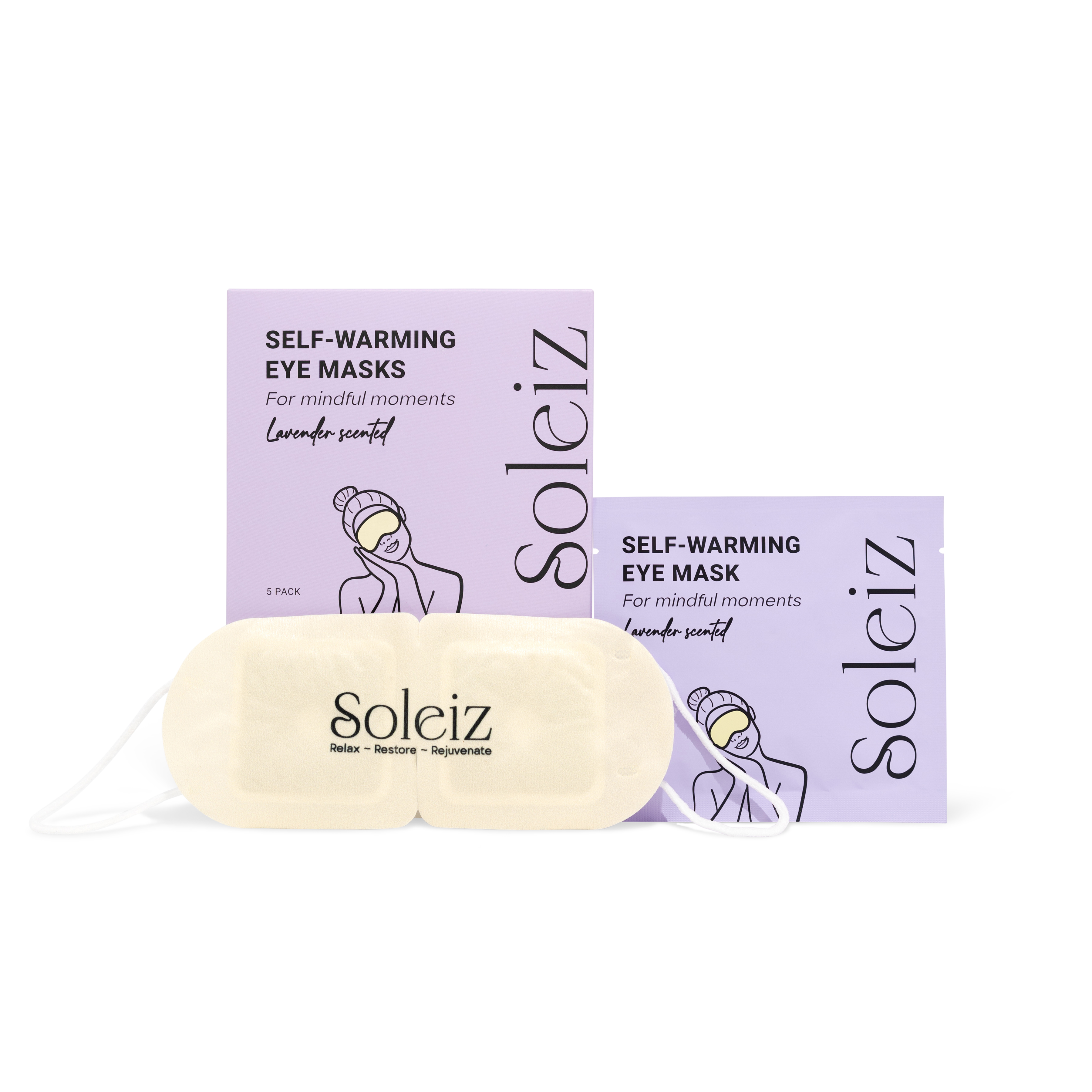 Soleiz - Lavender Scented Self-Warming Eye Mask (5 Pack)