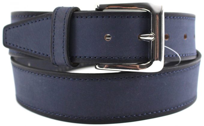 Navy Blue Full Grain Leather Men’s Belt 38mm width. Style 41024
