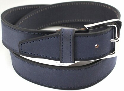 Navy Blue Full Grain Leather Men’s Belt 38mm width. Style 41024