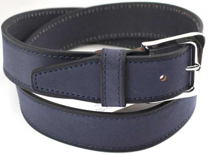Navy Blue Full Grain Leather Men’s Belt 38mm width. Style 41024