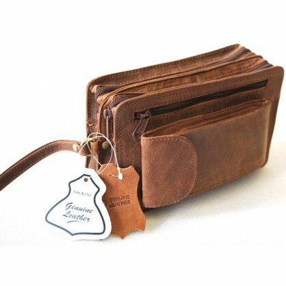 HIDE & CHIC FULL GRAIN HUNTER LEATHER MEN’S CLUTCH BAG. STYLE NO 52009