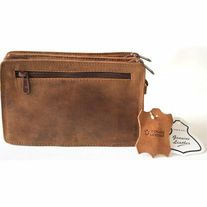 HIDE & CHIC FULL GRAIN HUNTER LEATHER MEN’S CLUTCH BAG. STYLE NO 52009
