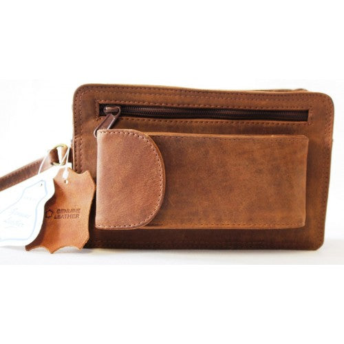 HIDE & CHIC FULL GRAIN HUNTER LEATHER MEN’S CLUTCH BAG. STYLE NO 52009