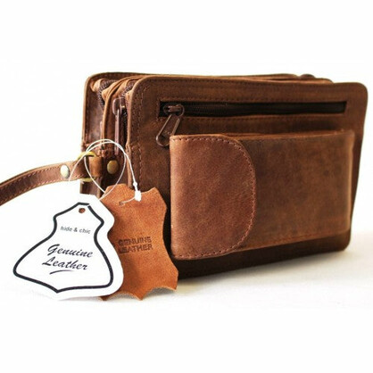 HIDE & CHIC FULL GRAIN HUNTER LEATHER MEN’S CLUTCH BAG. STYLE NO 52009