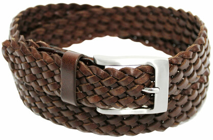 QUALITY FULL GRAIN GENUINE LEATHER BRAIDED BELT. STYLE NO: 41027 HIDE & CHIC
