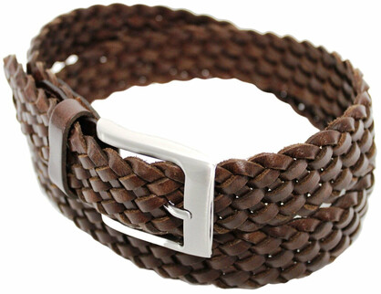 QUALITY FULL GRAIN GENUINE LEATHER BRAIDED BELT. STYLE NO: 41027 HIDE & CHIC