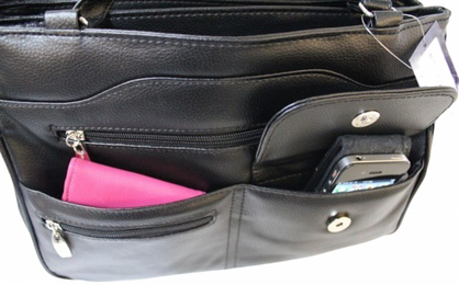 MULTI COMPARTMENT HANDBAG WITH SHOULDER STRAPS. STYLE NO: 4291.