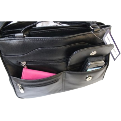 MULTI COMPARTMENT HANDBAG WITH SHOULDER STRAPS. STYLE NO: 4291.