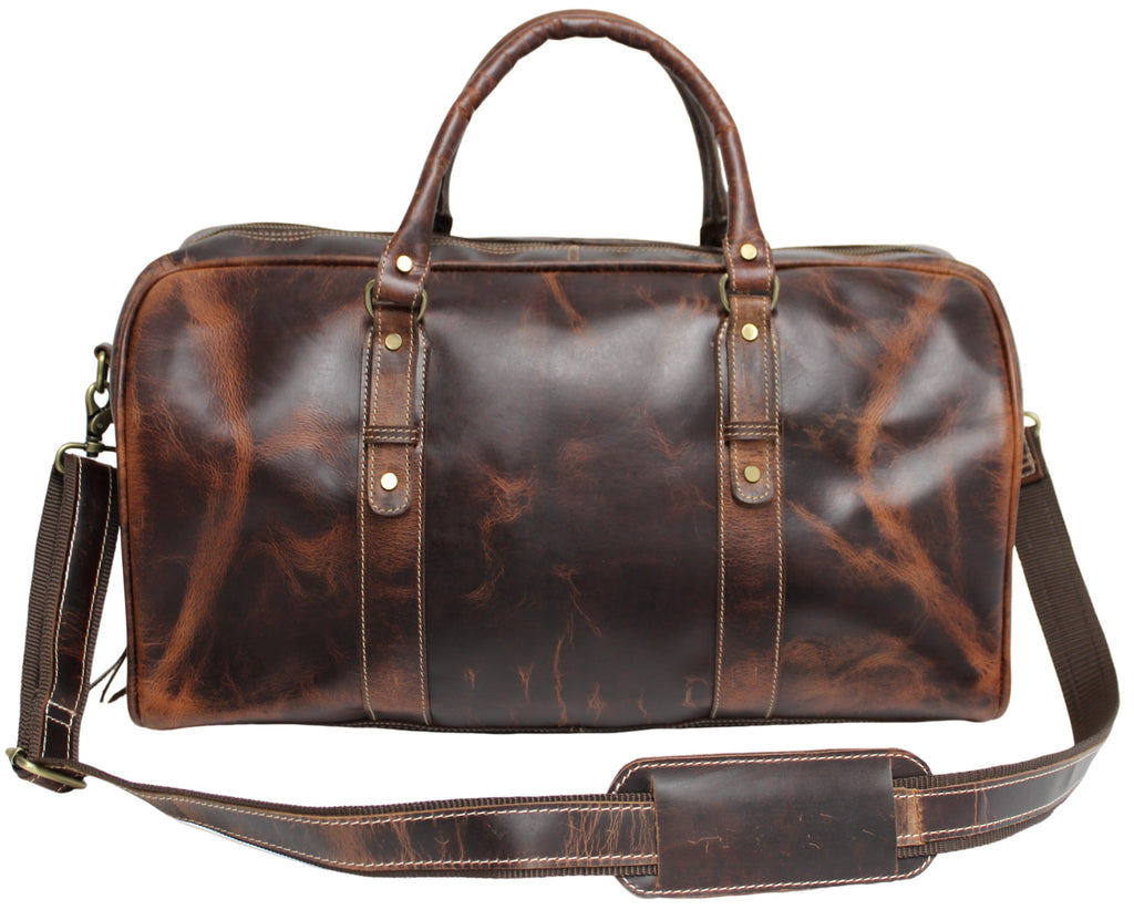 Quality Full Grain Genuine Leather Travel Bag with Adjustable Shoulder Strap. FREE Leather Apple Air-tag Holder. Style No. 81005
