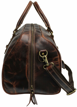 Quality Full Grain Genuine Leather Travel Bag with Adjustable Shoulder Strap. FREE Leather Apple Air-tag Holder. Style No. 81005
