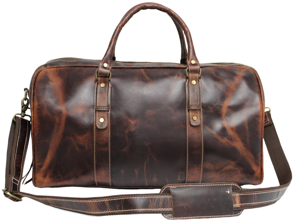 Quality Full Grain Genuine Leather Travel Bag with Adjustable Shoulder Strap. FREE Leather Apple Air-tag Holder. Style No. 81005